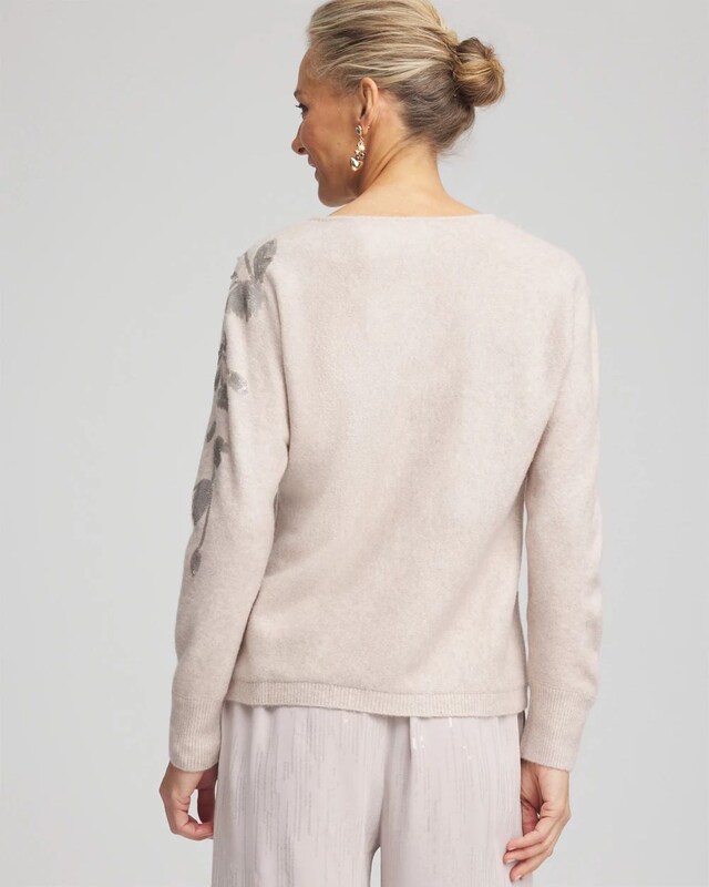 Sequin V-Neck Pullover Sweater - image 3